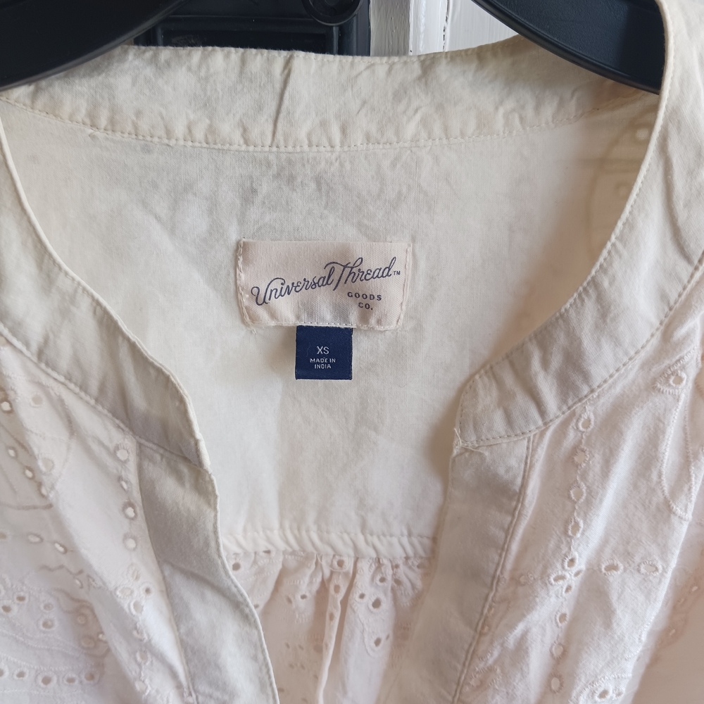 Universal Thread Cream Eyelet Split-Neck Peasant … - image 2